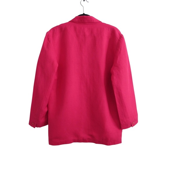 Vintage Gantos Blazer Jacket Womens 4 Hot Pink Linen Blend Double Breasted 90's - Picture 4 of 5